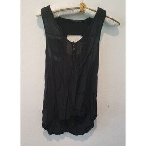 Brandy Melville Womens Sleeveless Tank Top Henley Cutout Back One Size Black